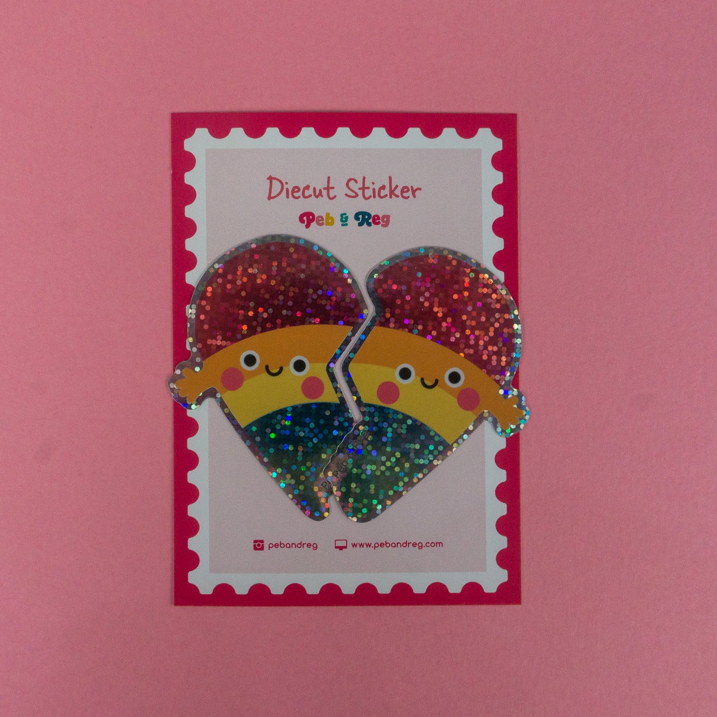BFF Best Friends Rainbow Glitter Diecut Sticker