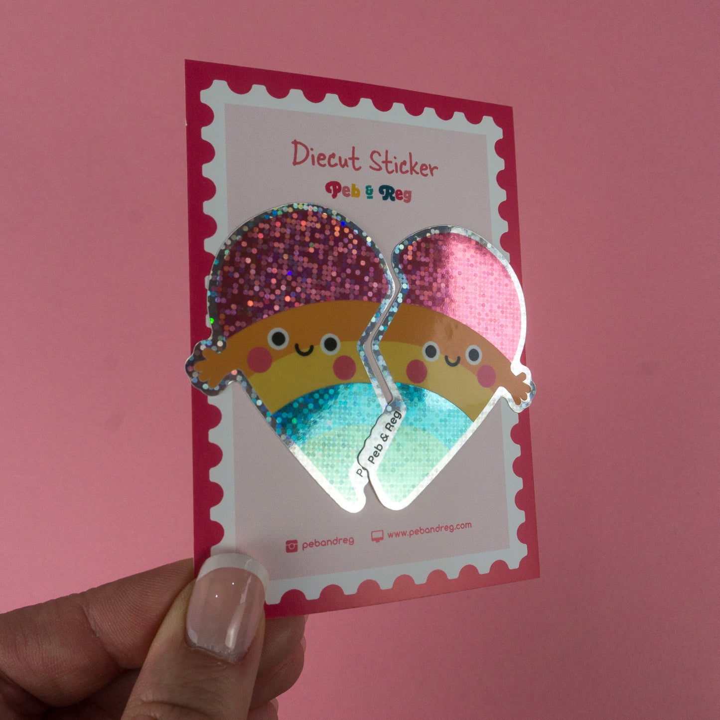 BFF Best Friends Rainbow Glitter Diecut Sticker