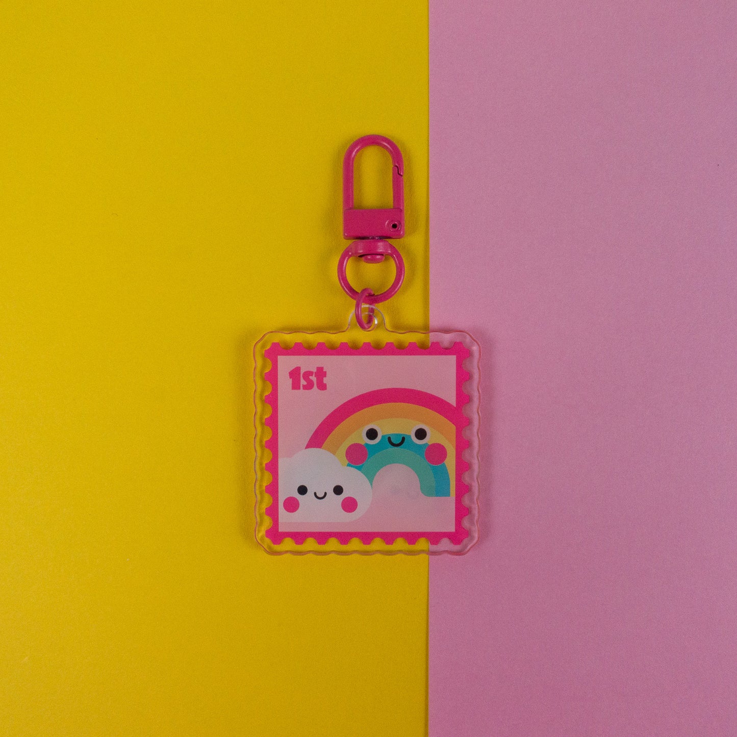 Seconds 1st Class Rainbow Stamp Keyring