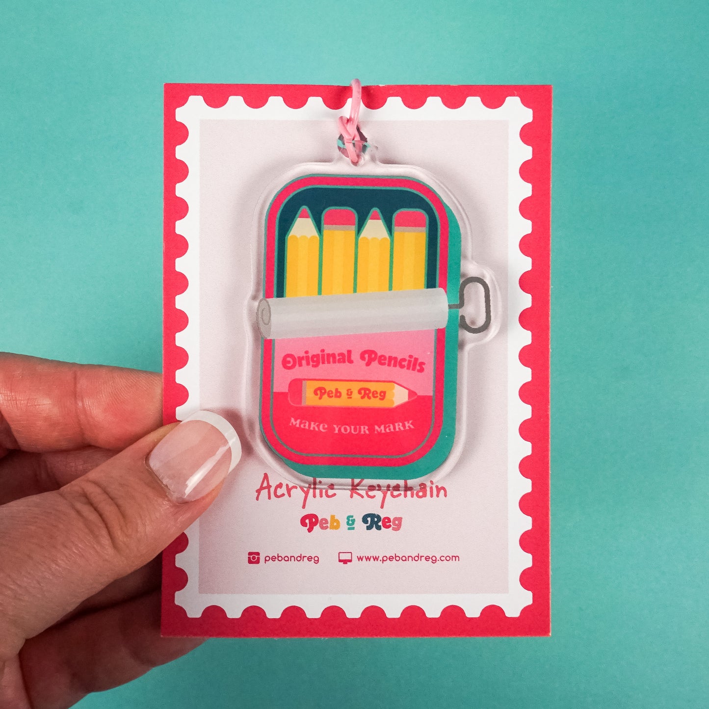 Pencil Sardines Tin Keyring