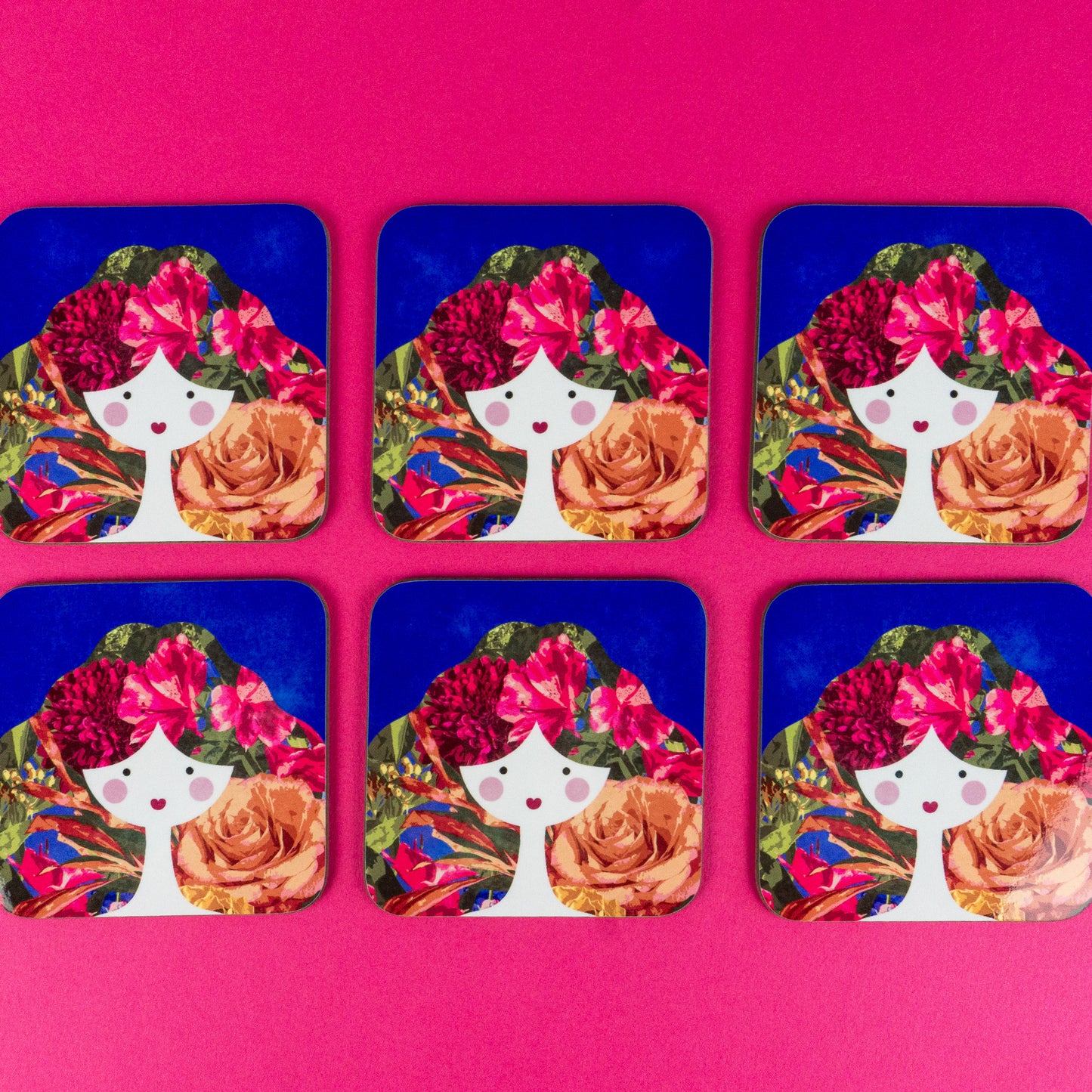 Seconds Blue and Pink Floral Lady Coaster