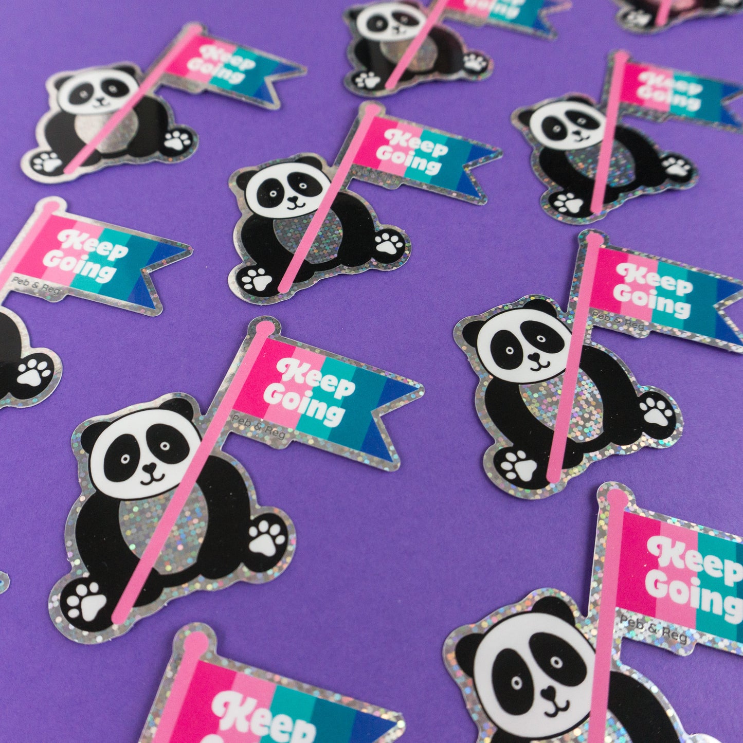 Keep Going Panda Glitter Diecut Sticker