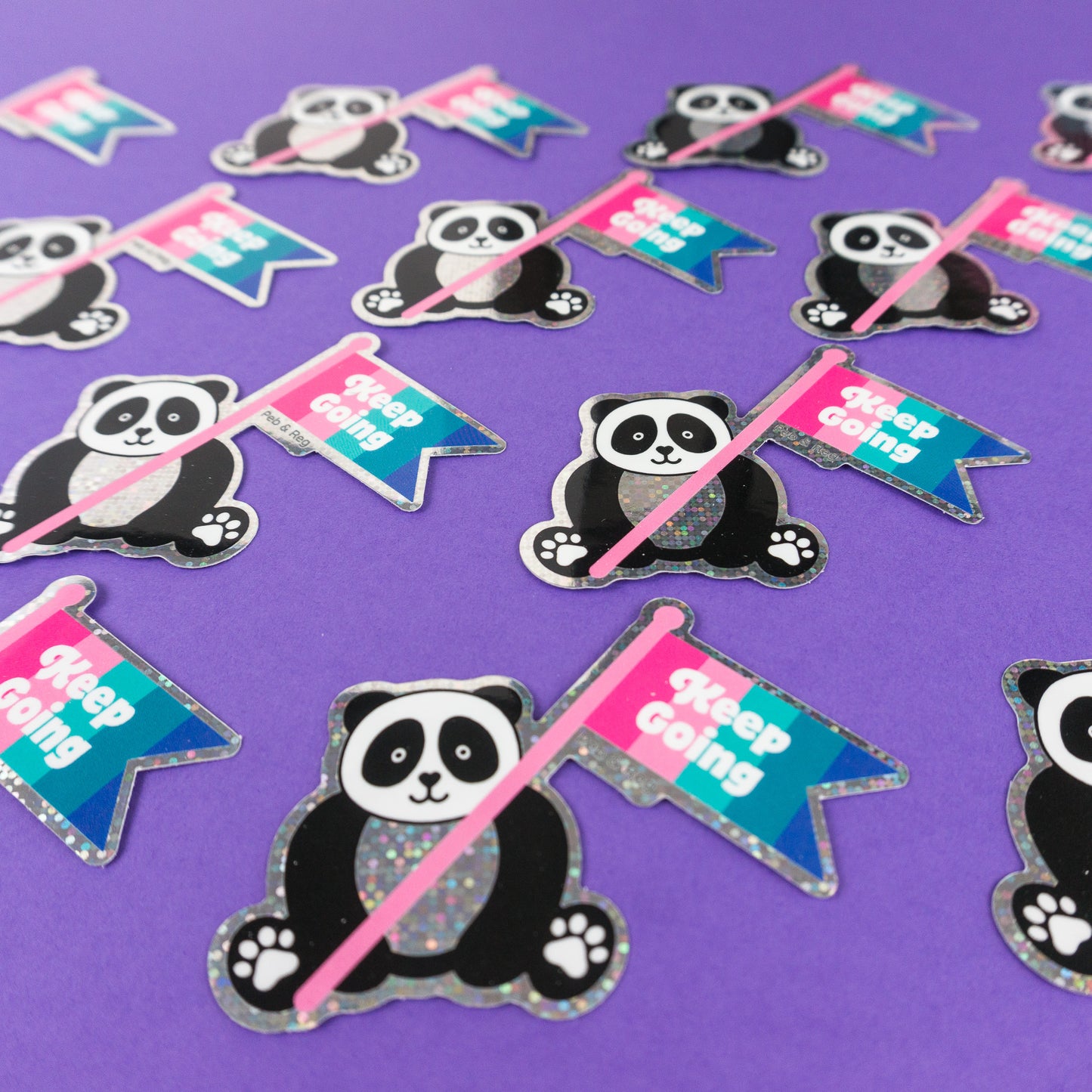 Keep Going Panda Glitter Diecut Sticker