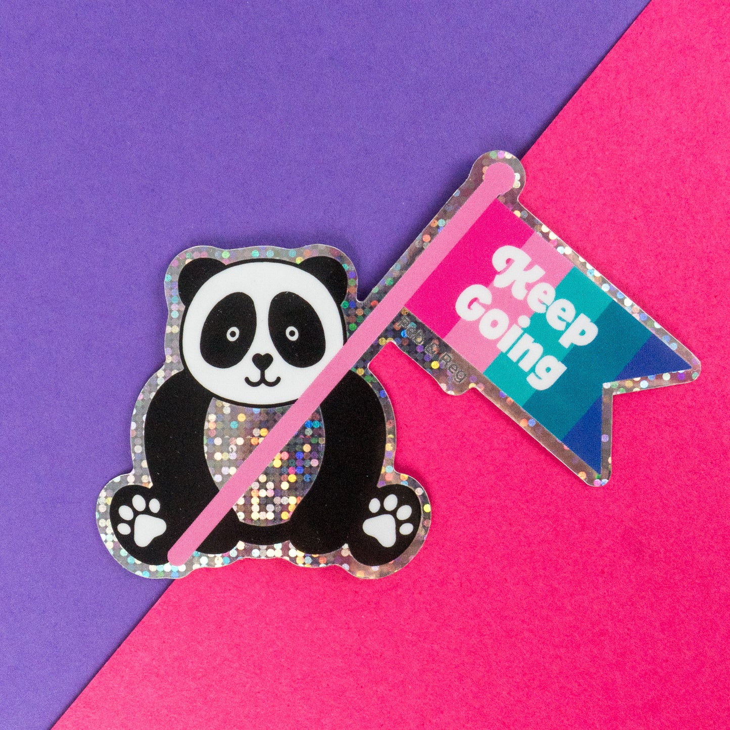 Keep Going Panda Glitter Diecut Sticker
