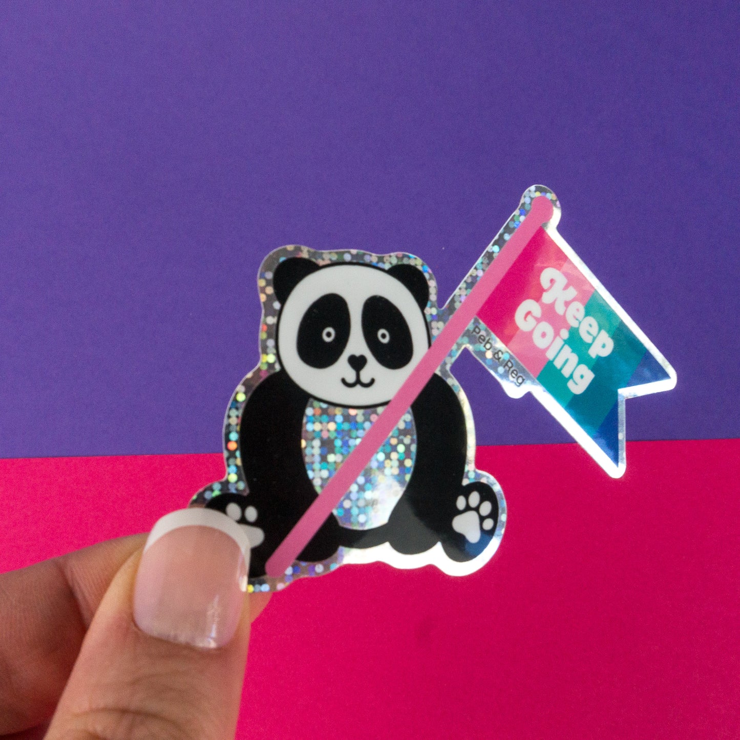Keep Going Panda Glitter Diecut Sticker