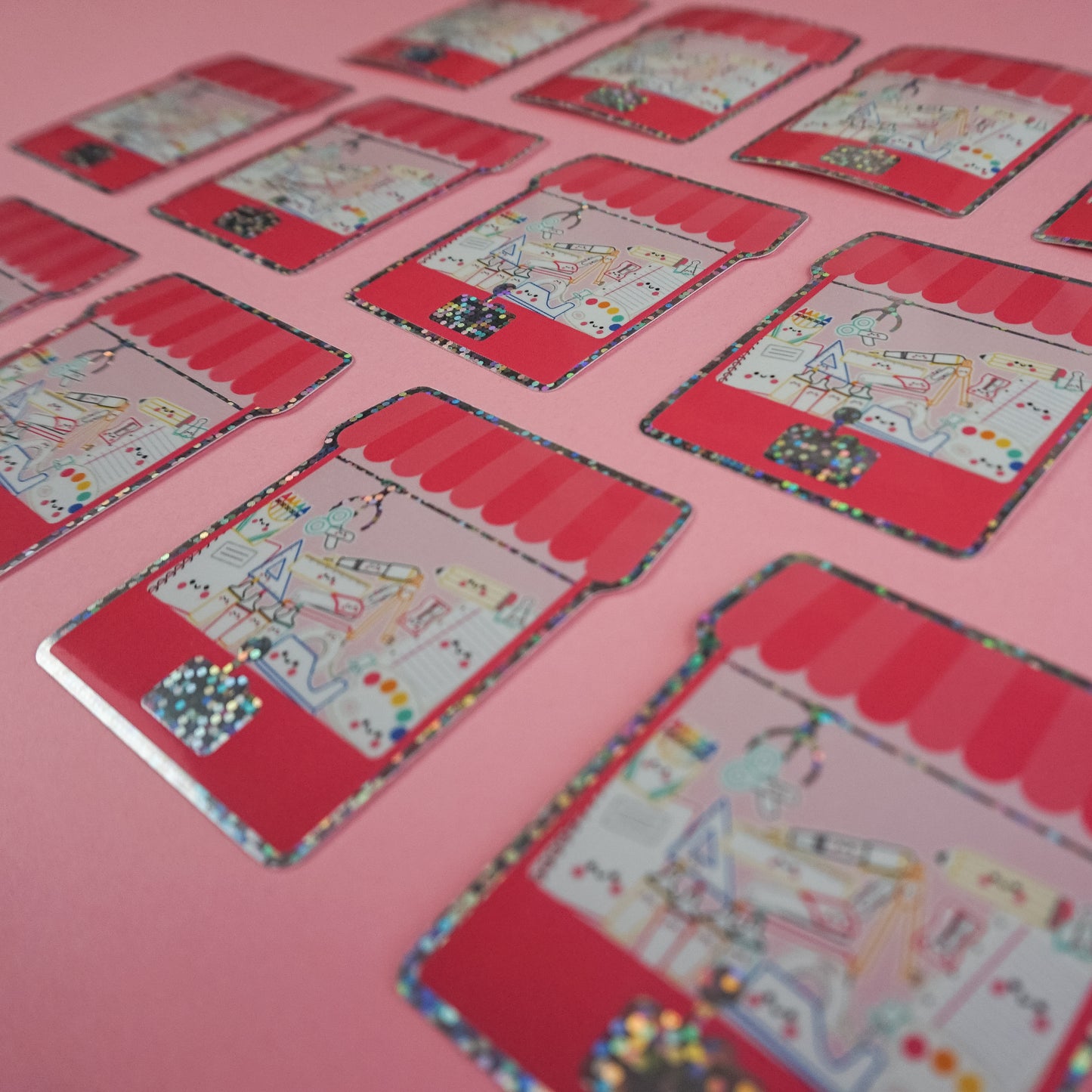 Stationery Claw Machine Glitter Diecut Sticker