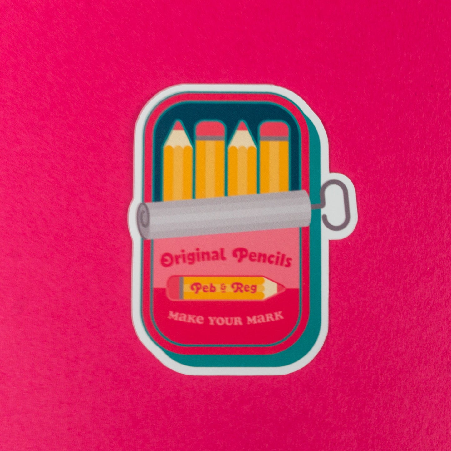 Pencil Sardines Tin Diecut Sticker
