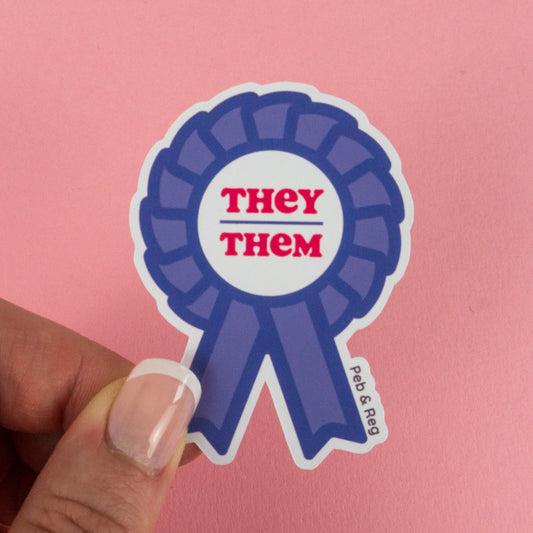 They / Them Pronouns Rosette Diecut Sticker