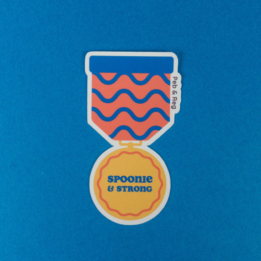 Spoonie and Strong Medal Diecut Sticker