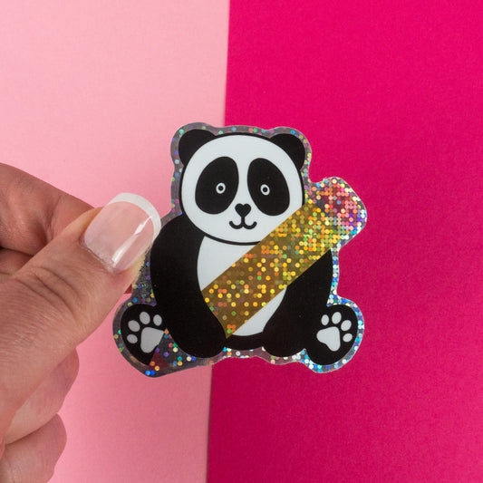 Panda Pencil Glitter Diecut Sticker