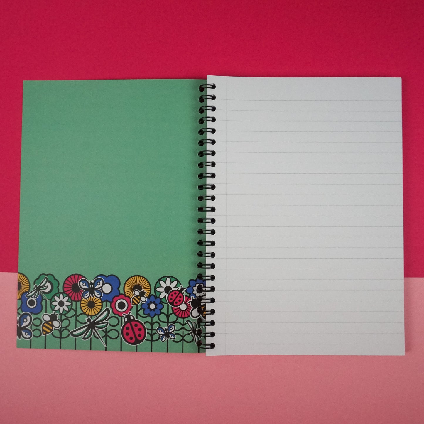 Retro Floral Insect A5 Spiral Lined Notebook