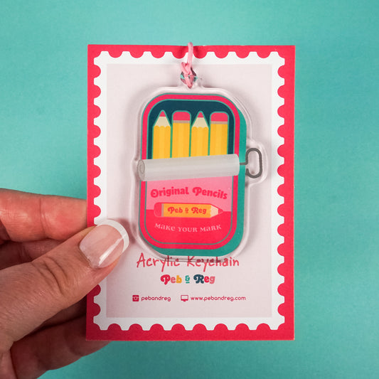 Pencil Sardines Tin Keyring