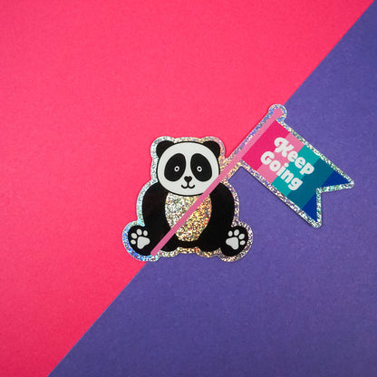 Keep Going Panda Glitter Diecut Sticker