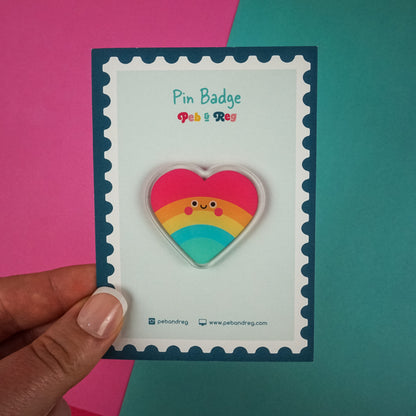 Rainbow Hug Pin Badge