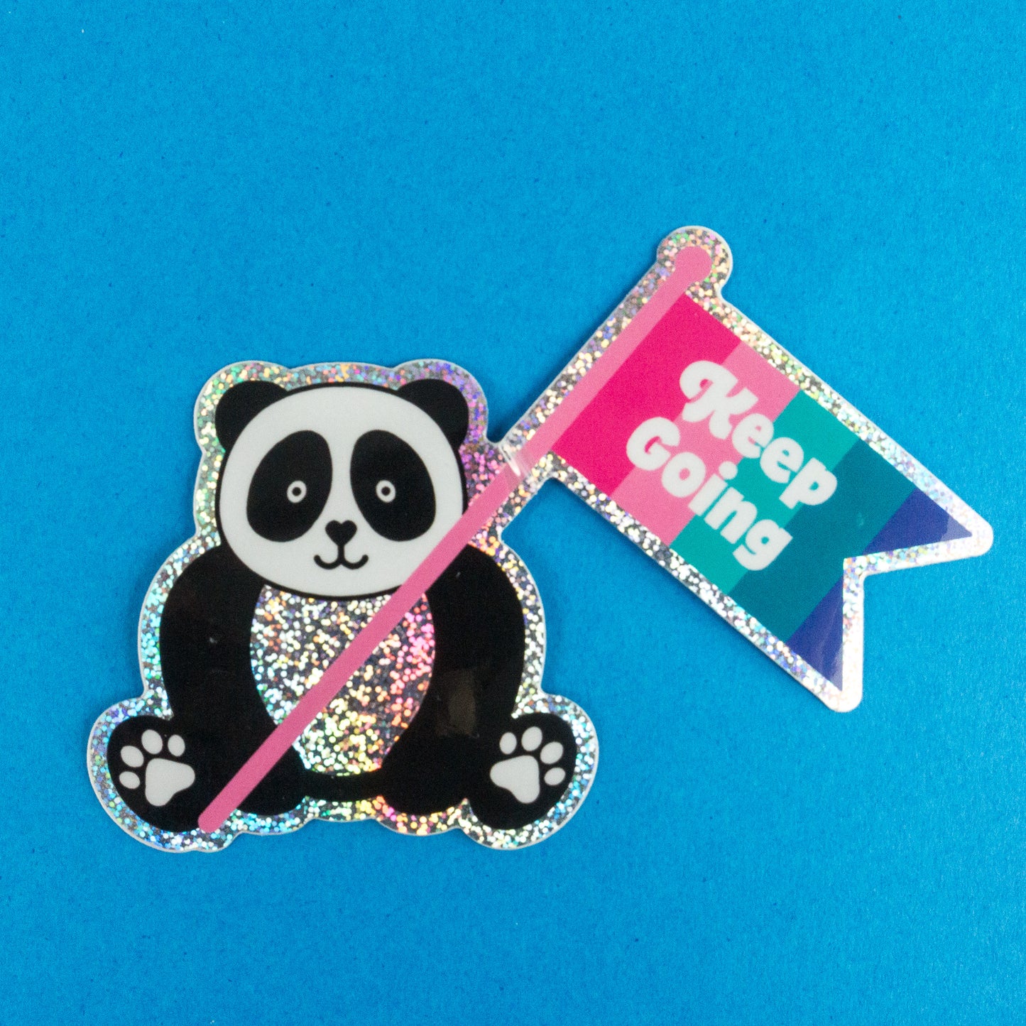 Seconds Keep Going Panda Glitter Diecut Sticker