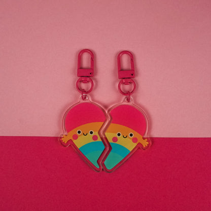 BFF Best Friends Rainbow Hug Keyrings