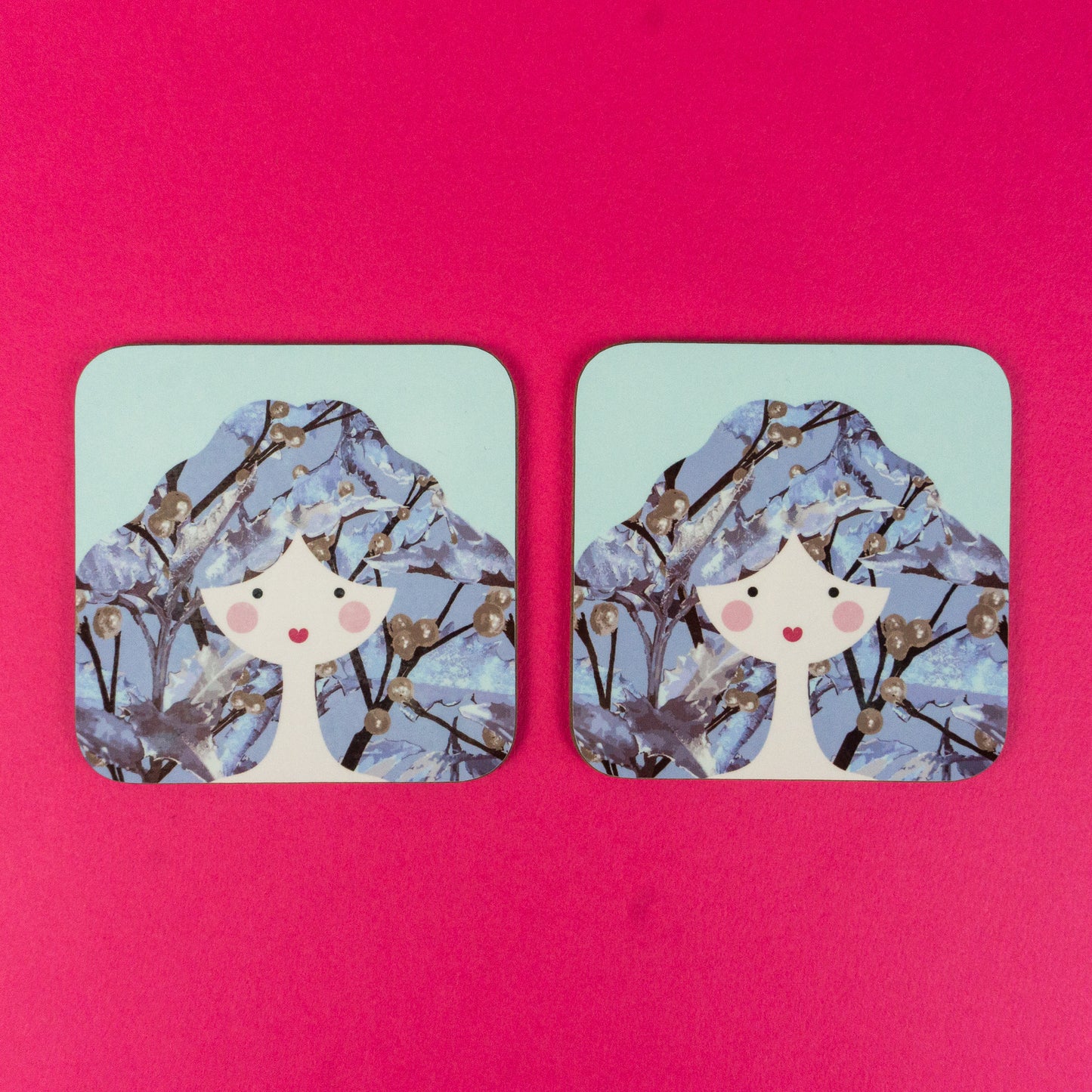 Seconds Light Blue Floral Lady Coaster
