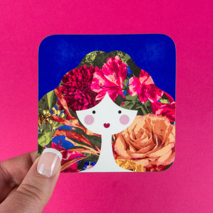 Seconds Blue and Pink Floral Lady Coaster