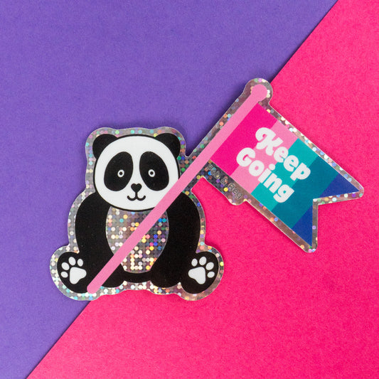 Keep Going Panda Glitter Diecut Sticker