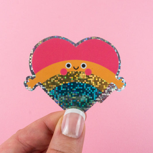 Rainbow Hug Glitter Diecut Sticker