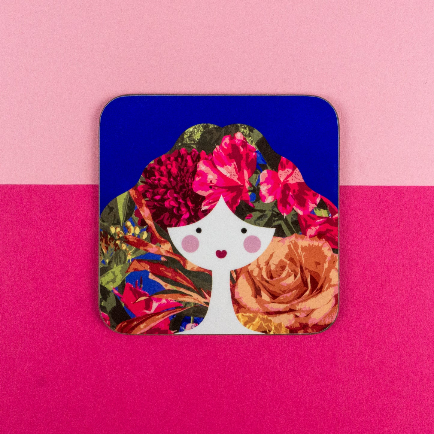 Blue and Pink Floral Lady Coaster