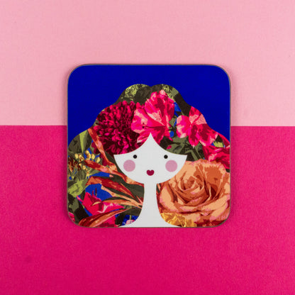 Blue and Pink Floral Lady Coaster