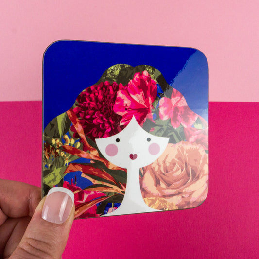 Blue and Pink Floral Lady Coaster