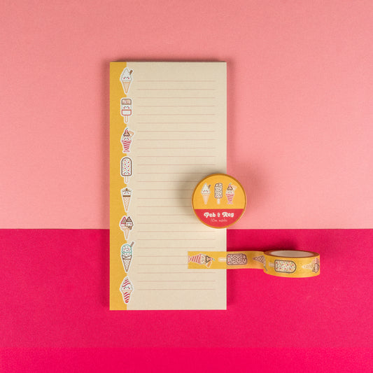 Ice Cream Friends DL Notepad With Free Washi!