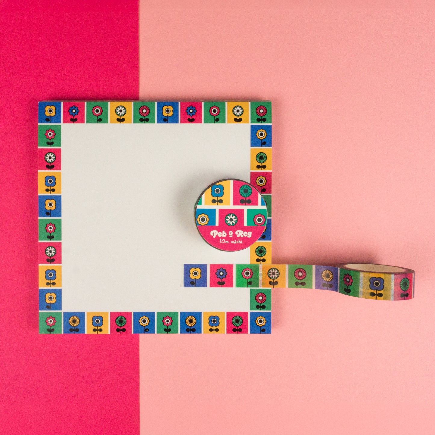 Retro Floral Square Notepad With Free Washi!