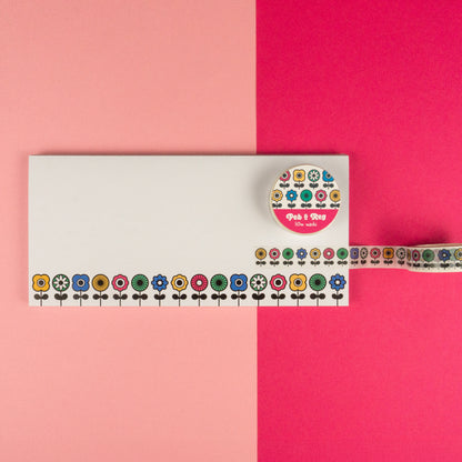 Retro Floral Landscape DL Notepad With Free Washi!