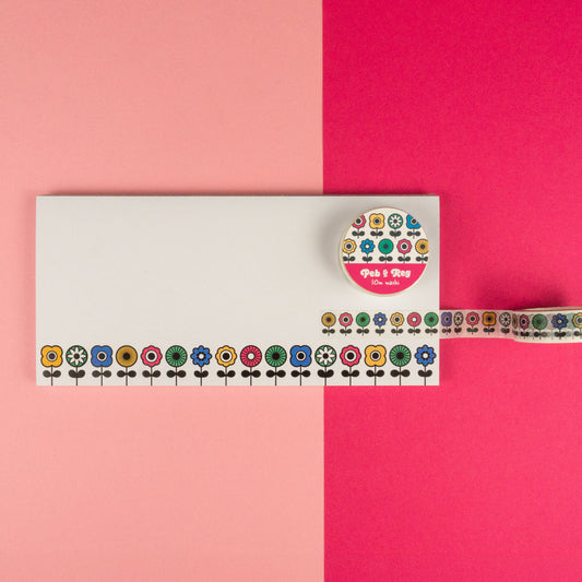 Retro Floral Landscape DL Notepad With Free Washi!