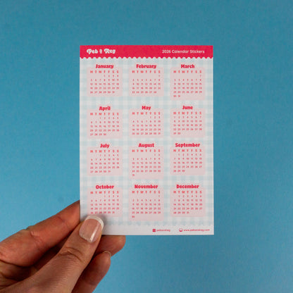 2026 Calendar Sticker Sheet (CAL001)