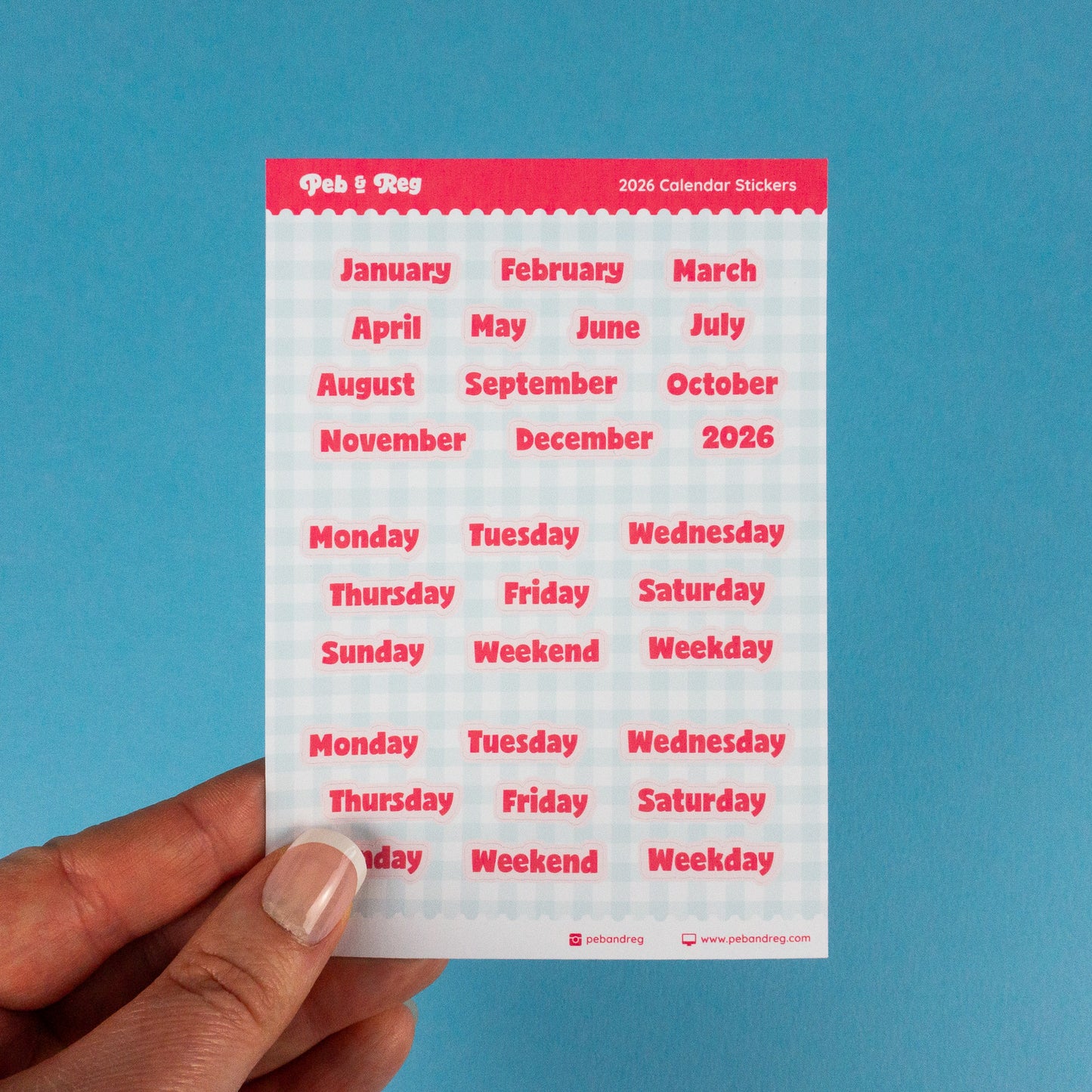 Months and Days Sticker Sheet