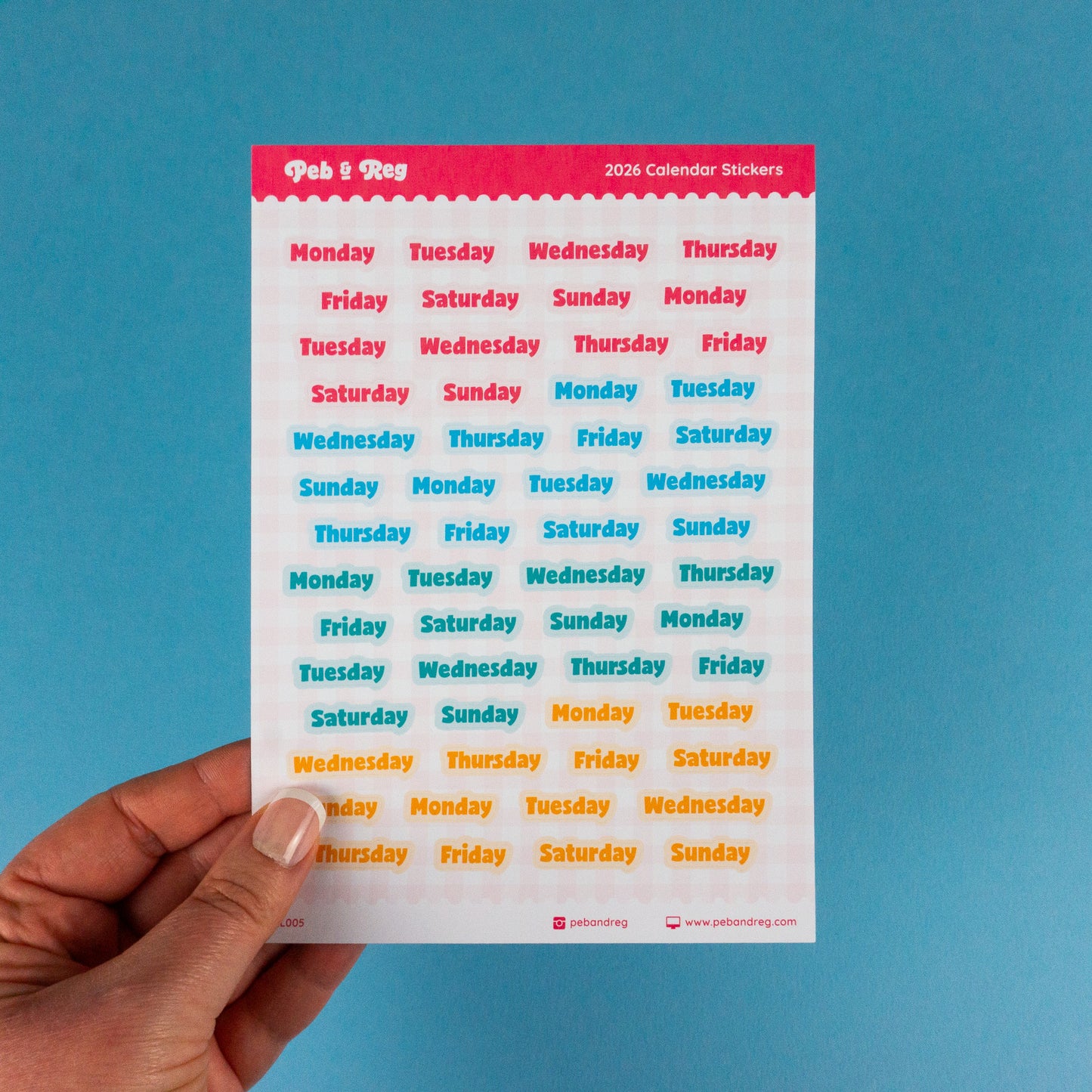 Days of the Week Sticker Sheet (CAL005)