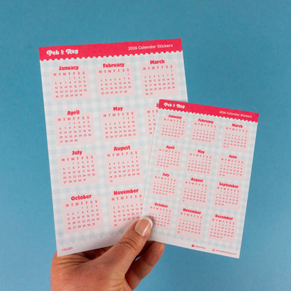 2026 Calendar Sticker Sheet (CAL001)
