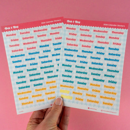 Seconds Days of the Week Sticker Sheet (CAL002)