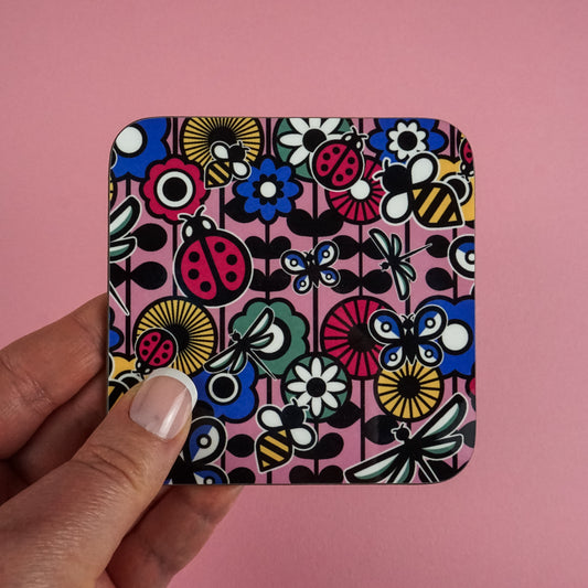 Retro Floral Insect Coaster