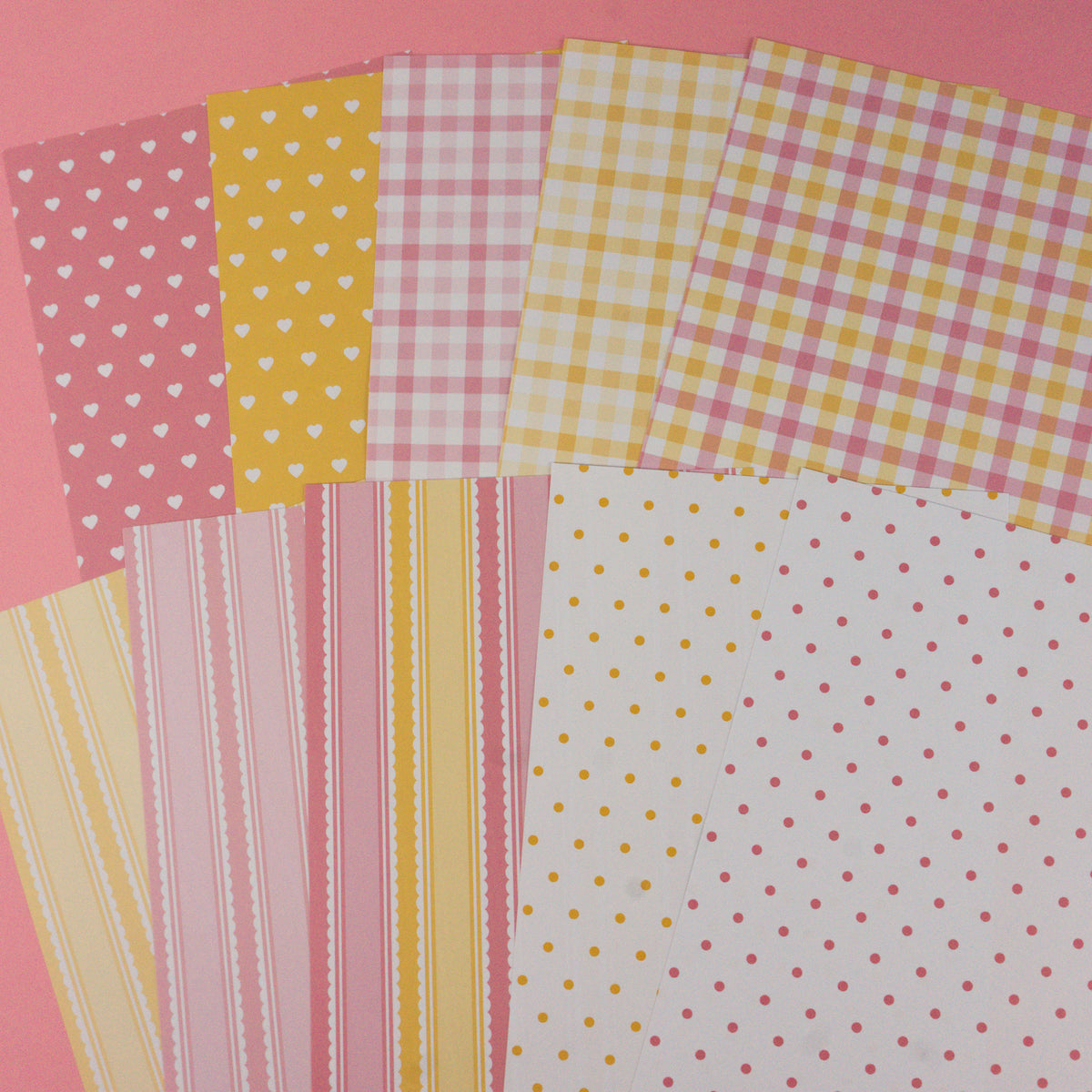 Seconds Pink and Yellow Deco Scrapbooking Paper (10 sheets)