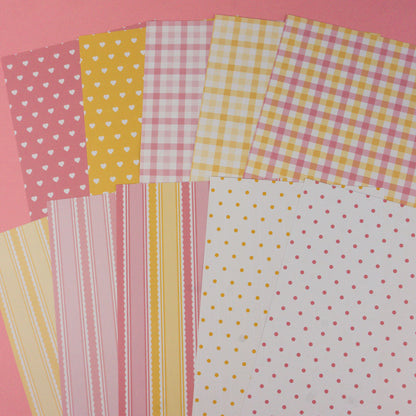 Seconds Pink and Yellow Deco Scrapbooking Paper (10 sheets)