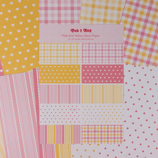 Seconds Pink and Yellow Deco Scrapbooking Paper (10 sheets)