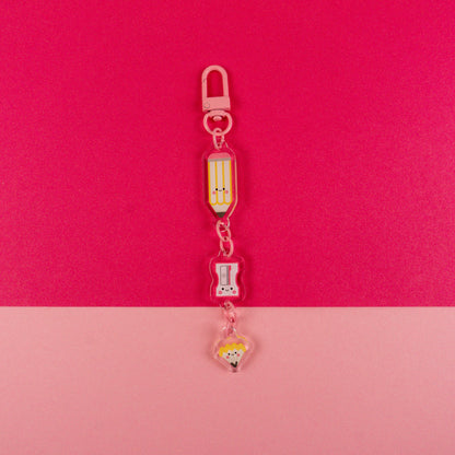 Pencil Friends Dangly Charm Keyring
