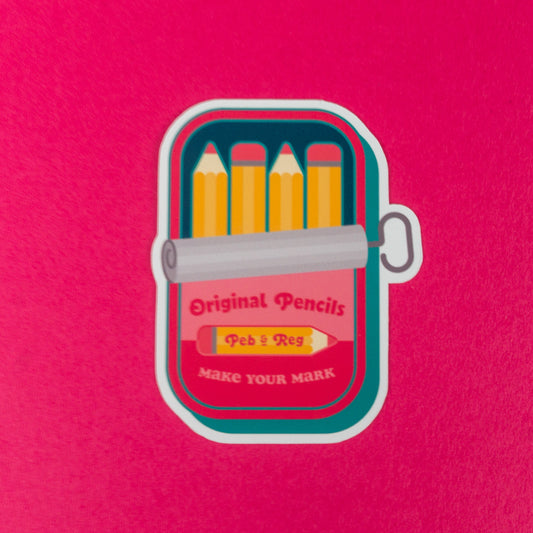 Pencil Sardines Tin Diecut Sticker