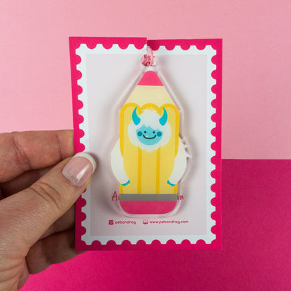 Pencil Yeti Keyring