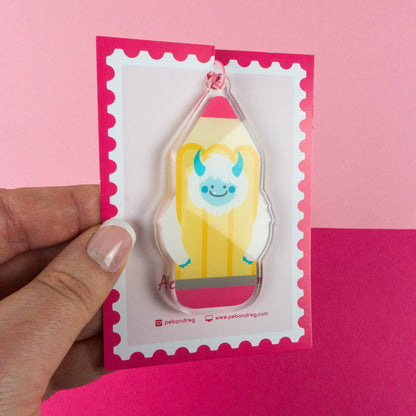 Pencil Yeti Keyring