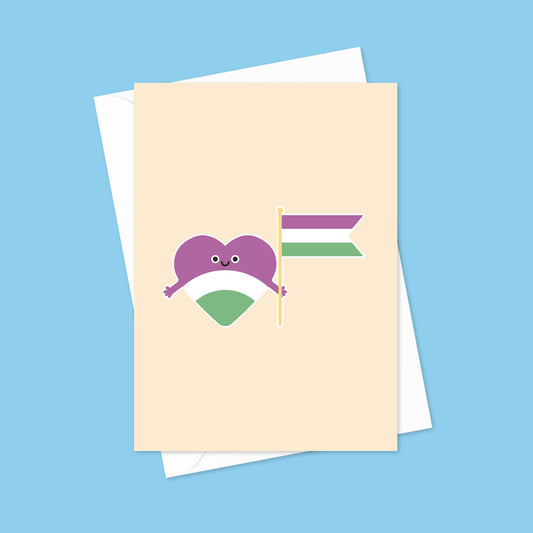 Genderqueer Pride Hug A6 Blank Greeting Card