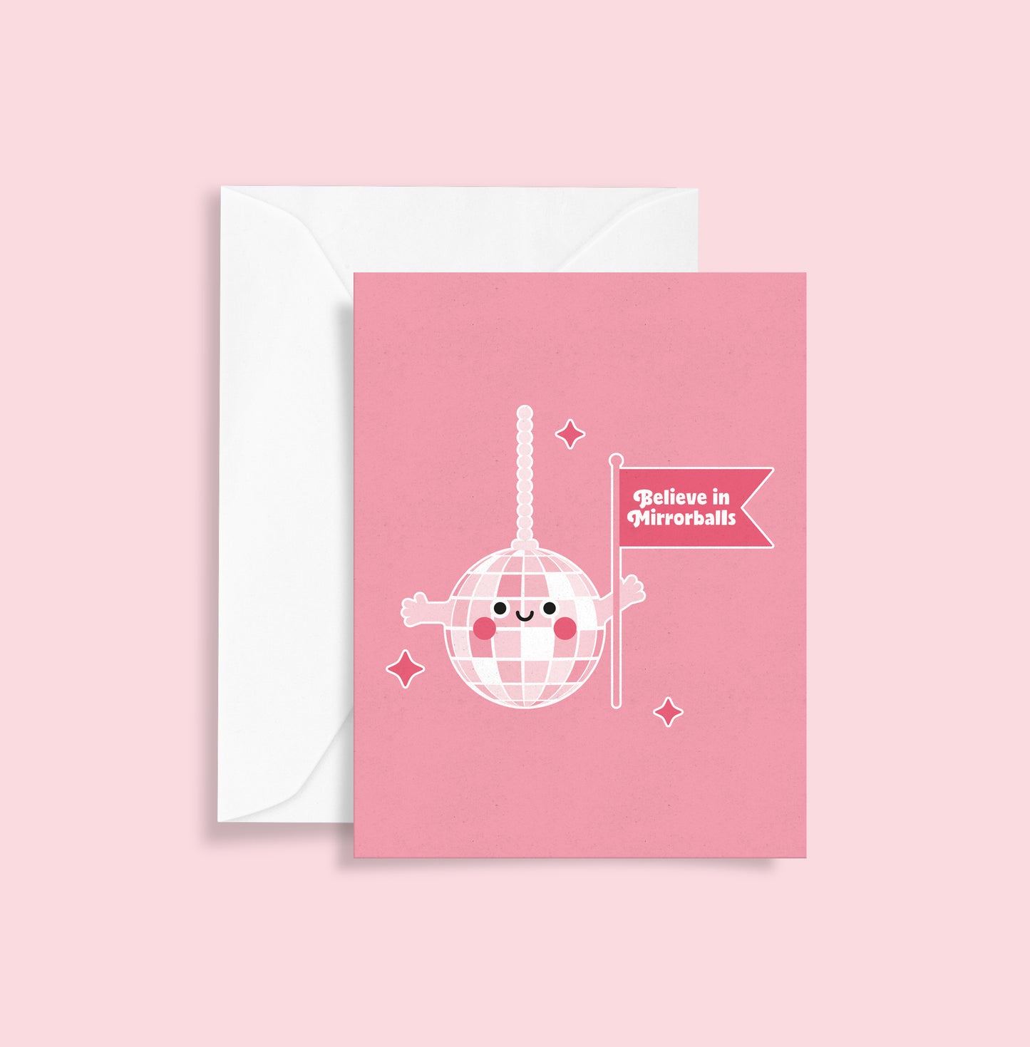 Believe in Mirrorballs A6 Blank Greetings Card