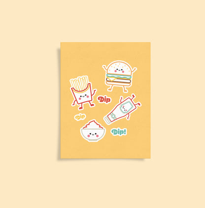 Dip, Dip, Dip Fast Food A6 Postcard